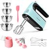 Showvigor Set Sbattitore Elettrico, 300W, 5 Velocità, con 4 Ciotole in Acciaio Inox, Misurini e Cucchiai Dosatori, Spatola, Hand Mixer per Cuocere Torte da Cucina, pasta, Batters