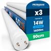 Eurocali 3x Tubi LED 90cm G13 T8 14W 1400 lumen - Luce Bianco Freddo 6500K - Fascio Luminoso 160° - Sostituzione