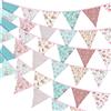 G2PLUS 10m Bandierine Blu,Ghirlanda di Bandierine,Banner Tessuto | 36 Bandiera Doppia Vintage Decorazione,Bunting Triangolo per Matrimoni Feste di Compleanno,Battesimo,Baby shower
