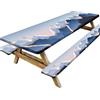 Hbbgdiy 3 Pezzi/Set Copertura per Tavolo da Picnic con Copri Panca, tovaglia da Campeggio Impermeabile da 8 Piedi, con Elastico, Facile da Pulire, per Feste Barbecue in Giardino, Stile 2