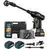 Purova Idropulitrice a Batteria 120 Bar Max, Brushless 1500W, 2x Batterie 4,0Ah | 4 Livelli di Pressione e Display LCD, 600L/h, Ugello 6 in 1 e Tubo da 5 M, per Auto, Terrazza - Nero