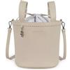 Pasito a Pasito Borsa Passeggino Icon - Borsa Bucket in Ecopelle con Tracolla e Chiusura a Coulisse - Cream