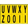 CARTELLI SEGNALATORI Foglio con 10 lettere autoadesivi da U a Z nero/giallo 56x99mm 905UZ