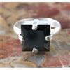 Anello Solitario Square In Argento Sterling Black Diamond 8.80 Ct AGI