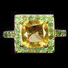 Gemsporium 925 Anello Argento Sterling Cuscino Citrino 9mm Smeraldo Naturale No USA Import