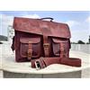 Fatto a mano Handmade Marrone Cuoio Vintage Borsa Laptop Tracolla Uomo Grande Retro