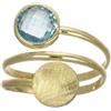 MEDUSA Anello artigianale in argento 925 placcato oro (0,5 micron) - ACQUA MARINA