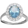 MEDUSA Anello in argento 925 rodiato OVALE KATE - ACQUA MARINA
