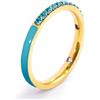 MARLU' Anello veretta Marlù Sparkles donna acciaio con zirconi e smalto azzurro (10) - DORATO