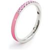 MARLU' Anello veretta Marlù Sparkles donna acciaio con zirconi e smalto rosa (14) - ARGENTO/ACCIAIO