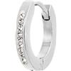 MARLU' Mono Orecchino a cerchio 14mm con cristalli - ARGENTO/ACCIAIO