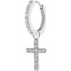 MARLU' Mono Orecchino a cerchio con zirconi con croce pendente con zirconi - ARGENTO/ACCIAIO