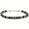 MARLU' Bracciale agata nera, pirite, sfere di legno e occhio di tigre - ARGENTO/ACCIAIO