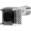 MARLU' Mono Orecchino a lobo con zircone nero quadrato 0,7 mm - ARGENTO/ACCIAIO