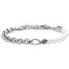 MARLU' Bracciale catena rolò con trama e perle - ARGENTO/ACCIAIO
