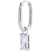 MARLU' Mono Orecchino ovale con zircone baguette - ARGENTO/ACCIAIO