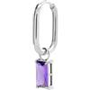 MARLU' Mono Orecchino ovale con zircone baguette - ARGENTO/ACCIAIO