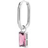 MARLU' Mono Orecchino ovale con zircone baguette - ARGENTO/ACCIAIO