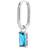MARLU' Mono Orecchino ovale con zircone baguette - ARGENTO/ACCIAIO