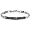 MARLU' Bracciale con catena snake con elemento centrale e dischetti in pietra lavica - ARGENTO/ACCIAIO
