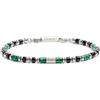 MARLU' Bracciale con rondelle in malachite ed onice nera e cilindro diamantato - ARGENTO/ACCIAIO