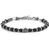 MARLU' Bracciale con sfere in onice nera e pietra lavica - NERO