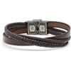 MARLU' Bracciale cuoio e cotone cerato - MARRONE