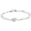 MARLU' Bracciale cuore cristalli doppia catena con perle - ARGENTO/ACCIAIO