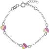 MEDUSA Bracciale in argento 925 rodiato con tre cuori in linea smalto multicolor. - ARGENTO/ACCIAIO
