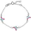 MEDUSA Bracciale in argento 925 rodiato con tre farfalle in linea smalto multicolor. - ARGENTO/ACCIAIO