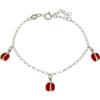 MEDUSA Bracciale in argento 925 rodiato, con coccinelle smaltate pendenti. - ARGENTO/ACCIAIO