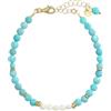 MEDUSA Bracciale in howlite turchese e pietra di luna a forma di "pasticca" sfaccettata in argento 925 placcato oro. - DORATO