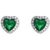MEDUSA Orecchino in argento 925 rodiato, cuore con zirconi - CRISTALLO VERDE SMERALDO