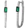 MEDUSA Orecchino rettangolare in argento 925 con zirconi bianchi e baguette smeraldo. - VERDE SMERALDO