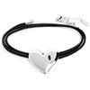 MARLU' Bracciale triplo filo con cordino cerato con cuore irregolare - ARGENTO/ACCIAIO