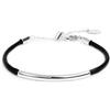 MARLU' Bracciale triplo filo con cordino cerato con tubolare centrale - ARGENTO/ACCIAIO