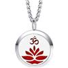 VELVET SCENT COLLANA AROMATHERAPY FIORE DI LOTO E SIMBOLO OM - ARGENTO/ACCIAIO