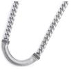 MARLU' Collana catena cuban con catena snake piatta centrale - ARGENTO/ACCIAIO