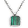 MARLU' Collana catena grumetta con piastrina quadrata pendente - ARGENTO/ACCIAIO