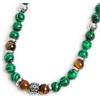 MARLU' Collana con sfere malachite e occhio di tigre - ARGENTO/ACCIAIO