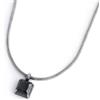 MARLU' Collana con zircone nero quadrato - ARGENTO/ACCIAIO