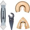 Einhell - Set di 4 piastrelle multiuso (accessori per utensili multifunzione, sistema Starlock, per piastrelle, raspa delta, lama segmentata, raschietto, levigatrice per fughe
