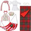 DIELOVEHUA 8 Pezzi Elfo Natale Accessori, Accessori per Bambole Elfo Natale, Sacco a Pelo da Elfo, Amaca, Accappatoio, Occhiali, Grembiule, Sciarpa, Cuscino, Cappello da Cuoco