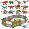 Oriate Capture n Escape - Giocattoli dinosauri per ragazzi e ragazze di 3, 4, 5, 6 anni, 12 mini dinosauri Park - Accessorio Jurassic Dino World - Accessorio per allenamento articolato per cancello e