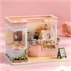 zuuton Tè al latte Mini casa delle bambole Kit fai da te per realizzare giocattoli da camera Puzzle 3D fatto a mano Giocattoli assemblati Regali di compleanno Artigianato in legno Casa delle bambole