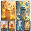 Bandai Poster su Tela di Personaggi Anime HD: Charizard, Bulbasaur, Squirtle, Charmander, Decorazione Murale per Casa e Stanza
