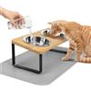 PETRAVEL Ciotole per gatti rialzate con tappetino per alimenti 15 ° Piatti per gatti rialzati con supporto inclinato per mangiatoia per alimenti e acqua 2 ciotole in acciaio inossidabile per gatti