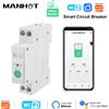manhot Interruttore Intelligente WIFI Compatibile con Tuya, 1P+N 16A, Montaggio su Guida DIN, Protezione da Sovracorrente e Sovratensione, Misurazione della Potenza, Controllo Remoto