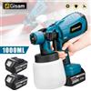 Gisam Gisha 1000ML Pistola a spruzzo elettrica Home Cordless Spruzzatore di vernice HVLP Auto Mobili Rivestimento in acciaio Aerografo per Makita 18V Batteria Pi