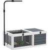PawHut Terrario PawHut per piccoli animali e tartarughe con 2 spazi, supporto lampada regolabile, 2 vassoi scorrevoli, 81x48x31,5 cm - Solido Grigio